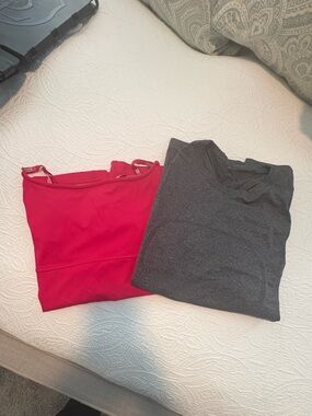 2 Lululemon size medium Tank Tops. Bright Pink & Charcoal Gray - 2 Piece Bundle.
